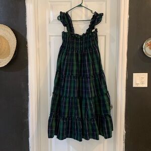 Green plaid smoked maxi dress size large